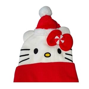 Sanrio Red and White Holiday Winter Hello Kitty Hat Toddler Youth One Size